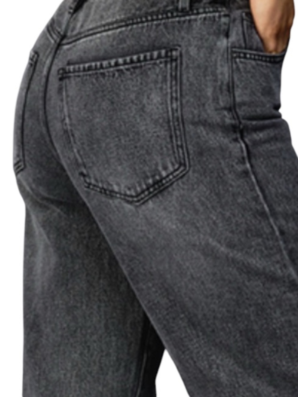 RSQ Women’s Washed Black Gray 90s Distressed Frayed High Waiste Tapered Jeans 30